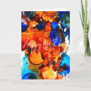 Rust orange abstract art ink card