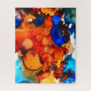 Rust orange abstract art ink jigsaw puzzle