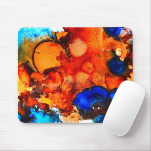Rust orange abstract art ink mouse pad