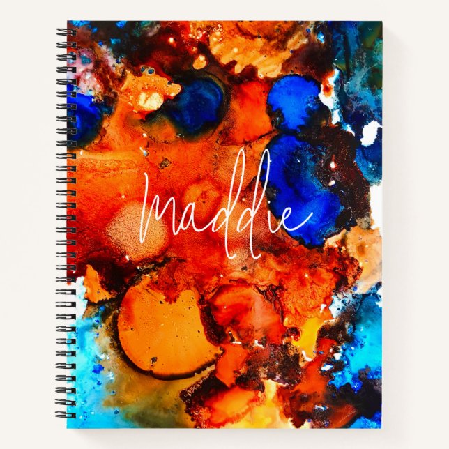 Rust orange abstract art ink notebook (Front)