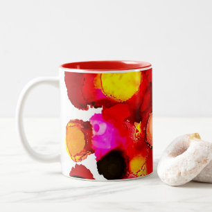 Rust orange abstract art ink Two-Tone coffee mug