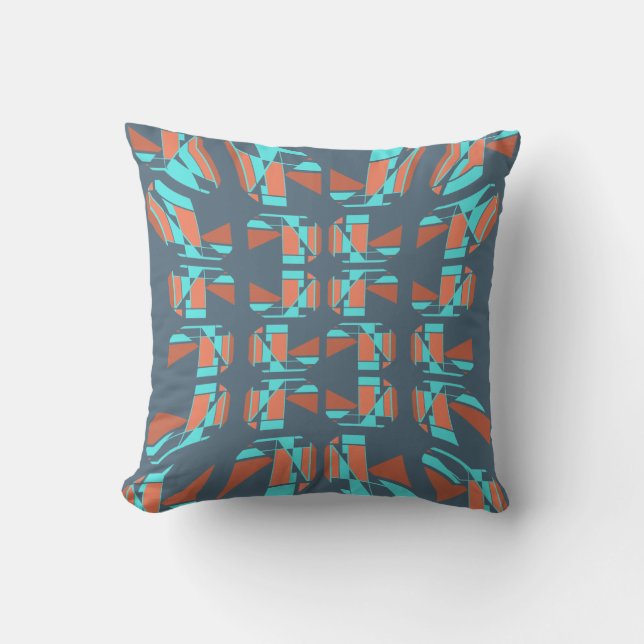 Rust Orange Aqua Slate Small Pieces Concave Design Cushion (Front)