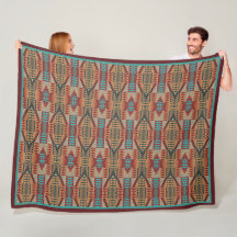 Rust Orange Brown Turquoise Teal Blue Tribal Art