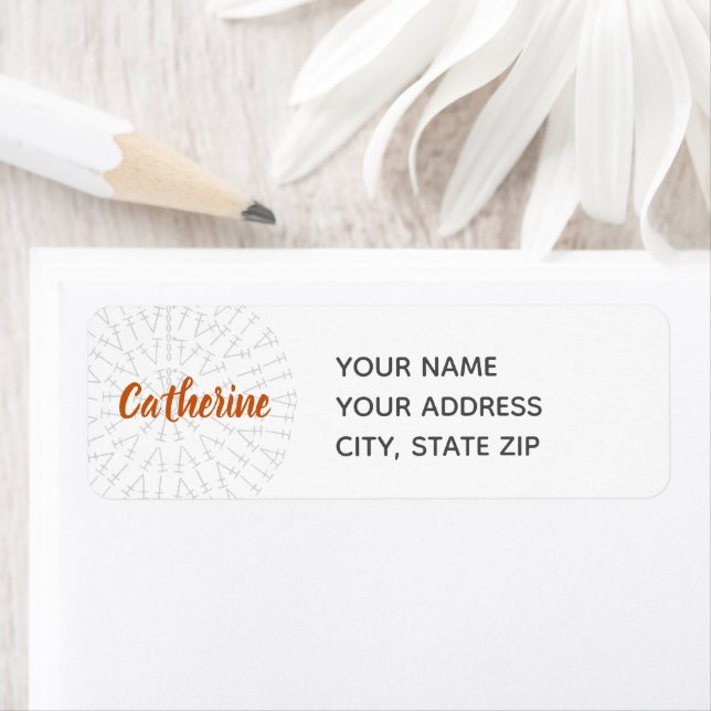 Rust Orange Crochet Chart Label Return Address Label (Insitu)