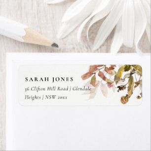 Rust Orange Fall Tree Branch Foliage Address Return Address Label