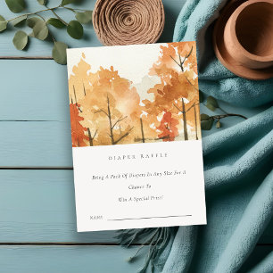 Rust Orange Fall Trees Diaper Raffle Baby Shower Enclosure Card