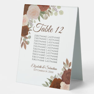 Rust Orange Floral Wedding Seating Chart & Number