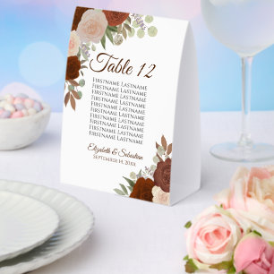 Rust Orange Floral Wedding Seating Chart & Number