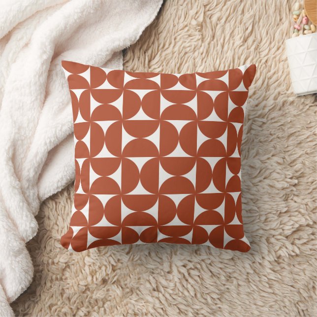 Rust Orange Geometric Pattern Cushion (Blanket)