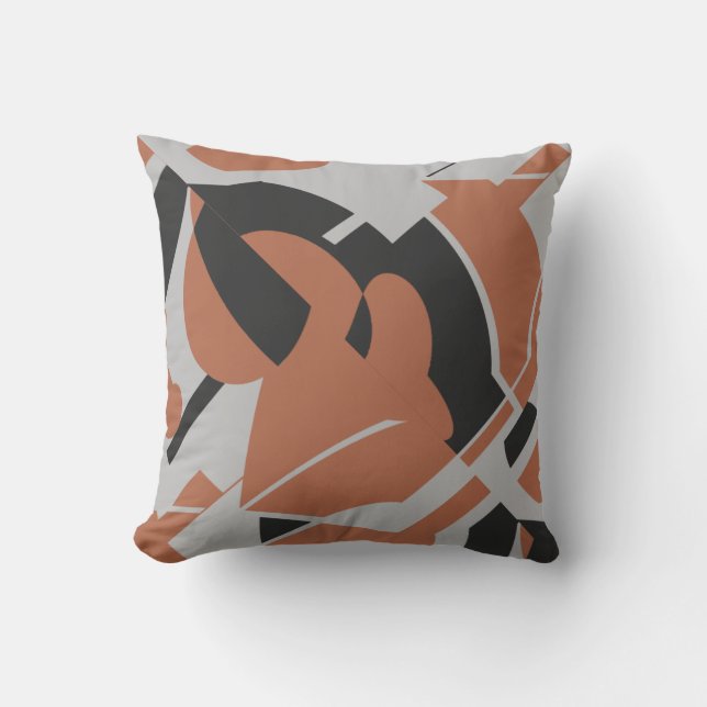 Rust Orange Grey Black Bold Swirling Abstract Art  Cushion (Front)
