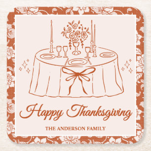 Rust Orange Lace Fall Coasters