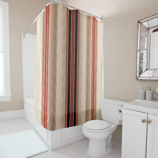 Rust Orange Modern Stripes   Shower Curtain (In Situ)