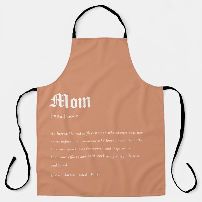 Rust Orange Mum Dictionary Definition Custom Gift Apron (Front)
