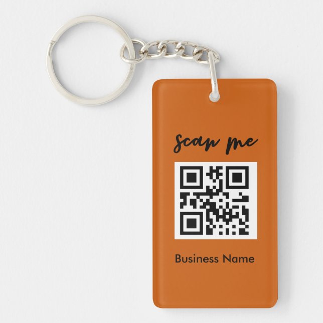 Rust Orange QR Code Business Card Your Logo   Key Ring (Front)