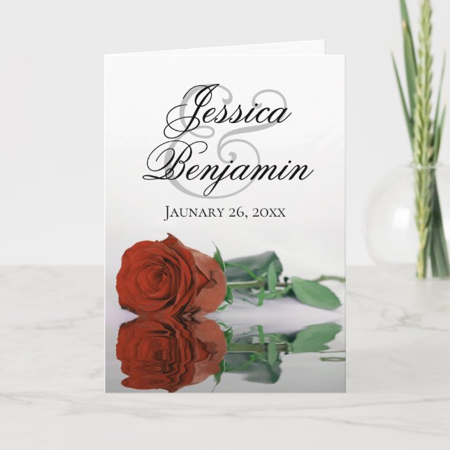 Rust Orange Rose Elegant Romantic Photo Wedding Invitation (Front)