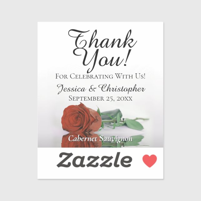 Rust Orange Rose Wedding Thanks Mini Bottle Label (Sheet)