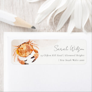 Rust Orange Sand Coastal Crab Nautical Address Return Address Label