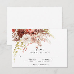 Rust Orange Terracotta Floral Wedding RSVP Enclosure Card