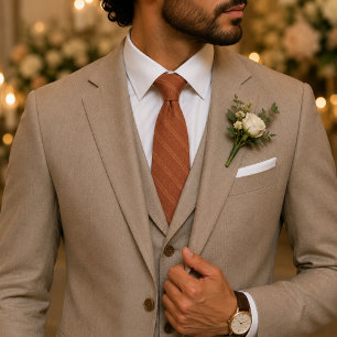 Rust Orange Textured Autumn Wedding & Business Tie