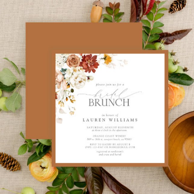 Rust Orange Watercolor Botanical Bridal Brunch Invitation (Creator Uploaded)