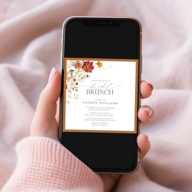 Rust Orange Watercolor Botanical Bridal Brunch Invitation (Creator Uploaded)
