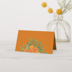 Rust Orange Wedding Vintage Floral Place Card