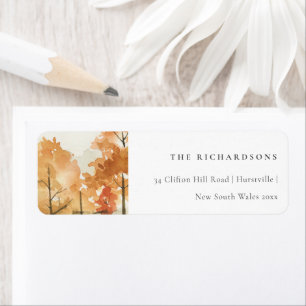 Rust Orange Yellow Autumn Fall Tree Address Return Address Label