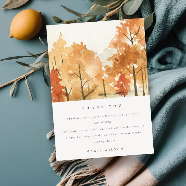 Rust Orange Yellow Autumn Fall Tree Bridal Shower Thank You Card (Creator Uploaded)