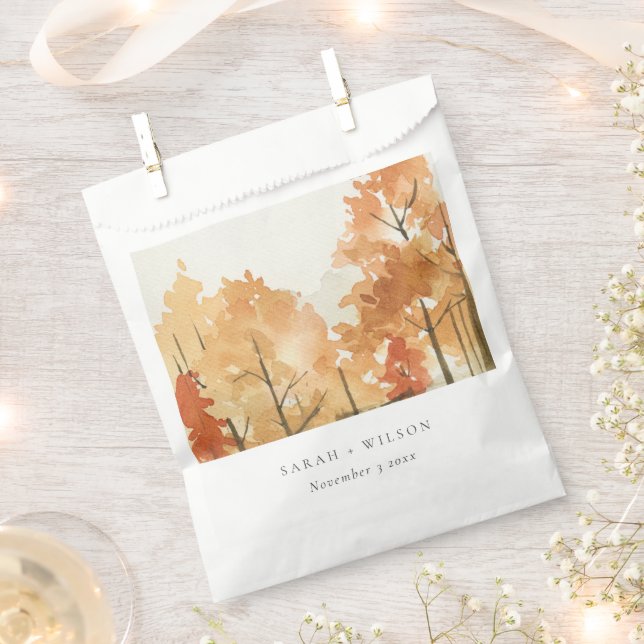 Rust Orange Yellow Autumn Fall Tree Wedding Favour Bag (Clipped)