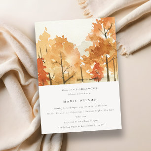 Rust Orange Yellow Autumn Fall Trees Bridal Shower Invitation