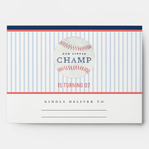 Rust Our Little Champ Baseball Any Age Birthday Envelope