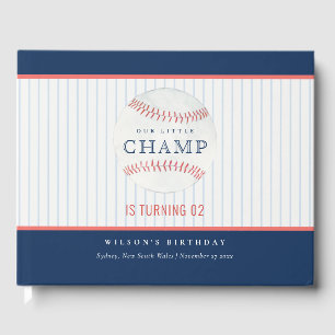 Rust Our Little Champ Baseball Any Age Birthday Guest Book