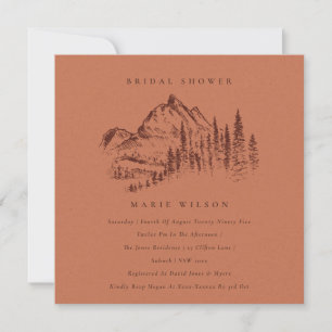 Rust Pine Mountain Sketch Bridal Shower Invite