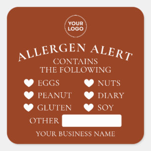 Rust Red Allergy Alert Bakery Cake Food Sticker