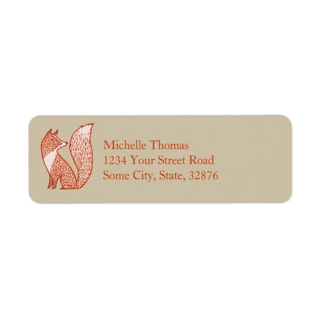Rust Red and Ivory Foxes Return Address Label (Front)