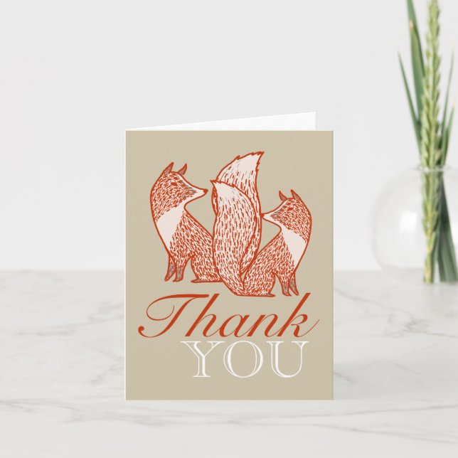 Rust Red and Ivory Foxes Thank You (Front)