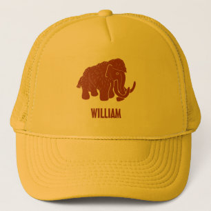 Rust Red Cartoon Woolly Mammoth Personalised Trucker Hat
