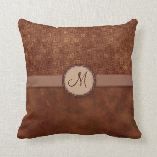 Rust Red Coin Pattern with Monogram Cushion