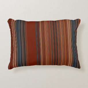 Rust Red Grey Stripes Decorative Cushion