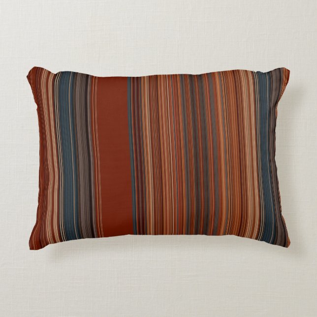 Rust Red Grey Stripes  Decorative Cushion (Front)