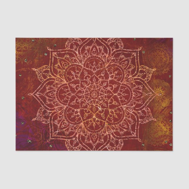 Rust Red Mandala Gold Glam Modern Chic Tissue Paper (Front)