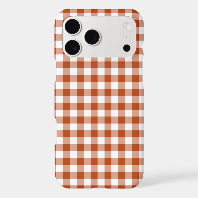 Rust Red Plaid Gingham iPhone Case (Back)