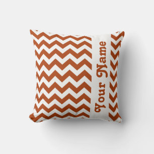 Rust Red Safari Chevron with custom text Cushion