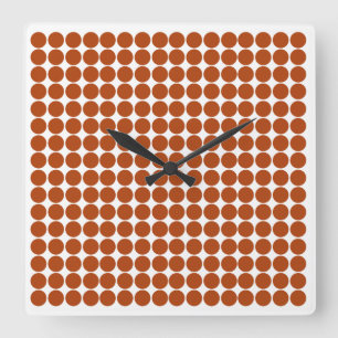 Rust Red Safari Dot Square Wall Clock