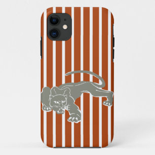 Rust Red Safari Stripe with Leopard iPhone 11 Case