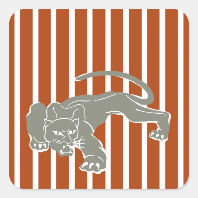 Rust Red Safari Stripe with Leopard Square Sticker (Front)