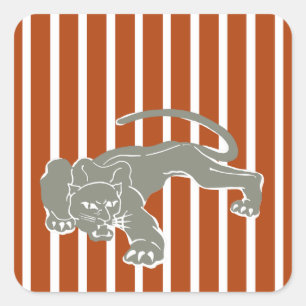 Rust Red Safari Stripe with Leopard Square Sticker