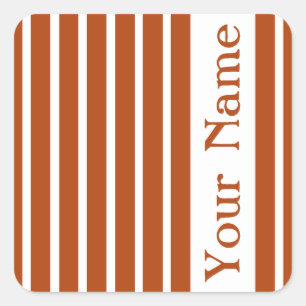 Rust Red Safari Stripe with name Square Sticker
