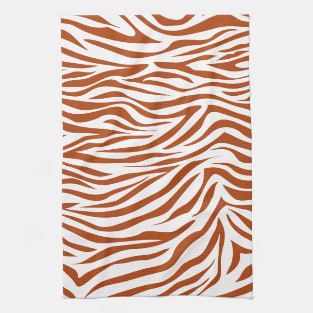 Rust Red Safari Zebra Tea Towel (Vertical)
