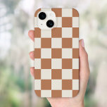 Rust Retro Check Case-Mate iPhone 14 Case<br><div class="desc">Trendy boho chequerboard print phone case in burnt orange and cream colours. Use the design tools to add your own monogram,  name or other text,  or change the background colour to create a unique one of a kind device cover.</div>